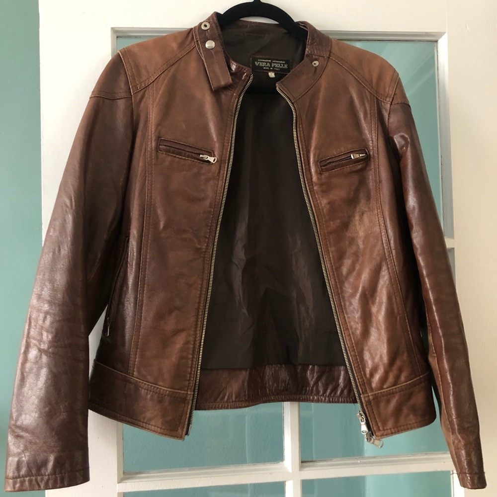 Italian leather jacket. Size large (true small in US)